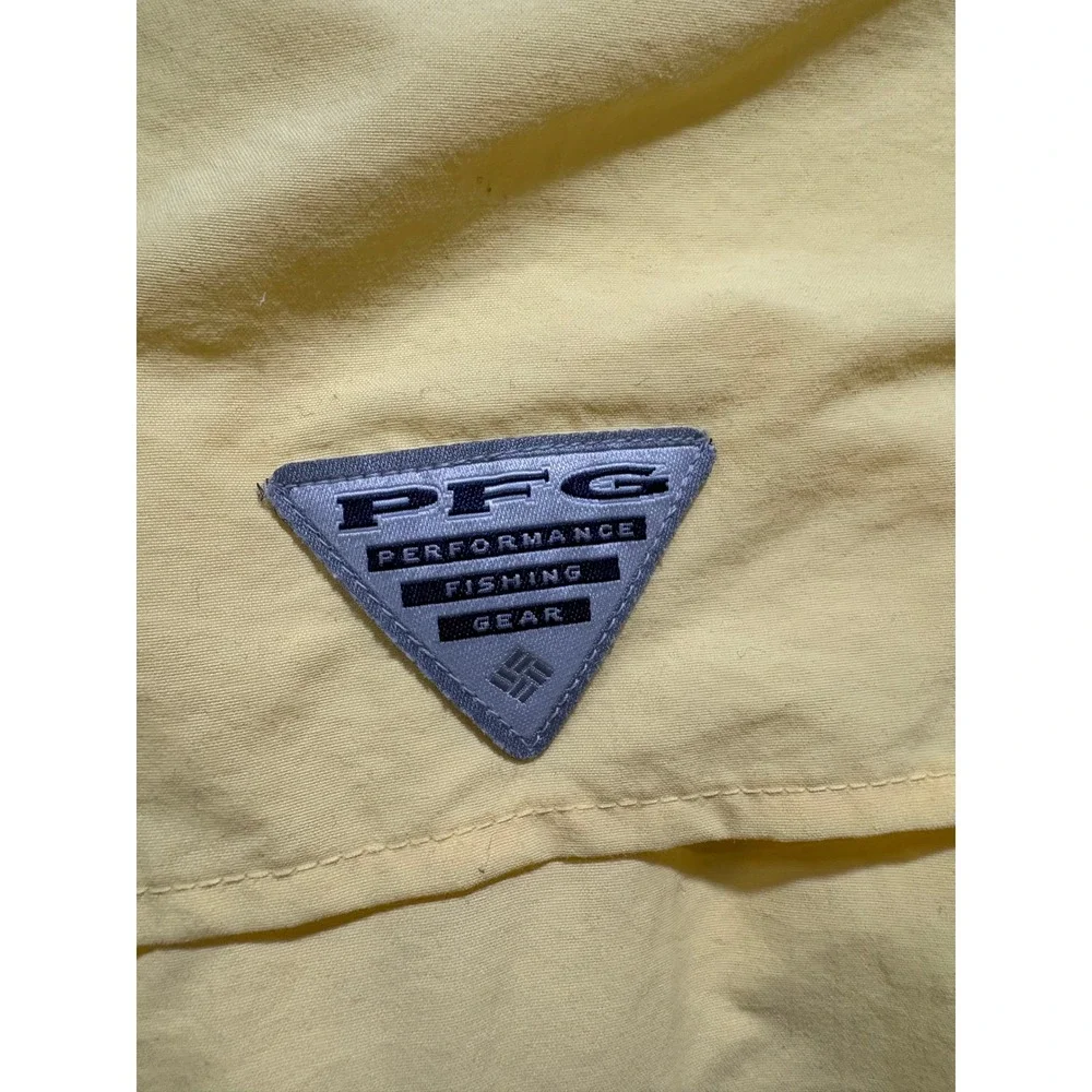 Columbia PFG Button Up Shirt XXL Yellow Omni-Shade‎ Fishing Vented Outdoor Mens